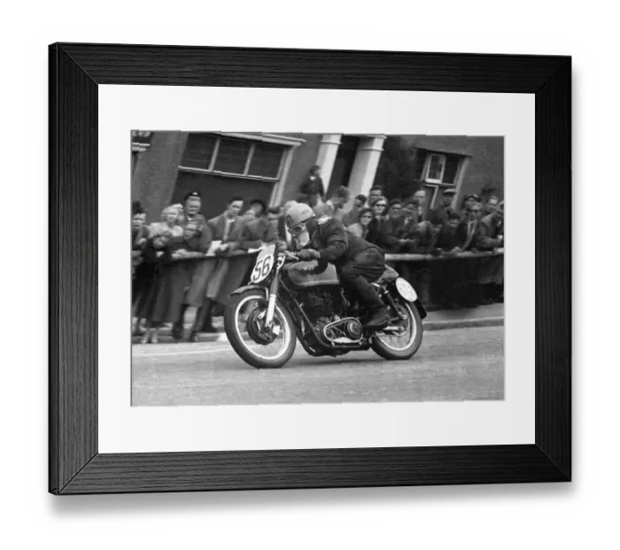 Framed Print : Harry Plews (AJS) 1955 Junior TT