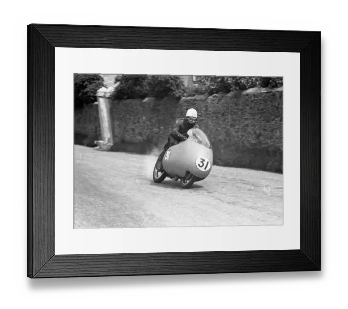 Framed Print : Keith Campbell (Guzzi) 1957 Senior TT
