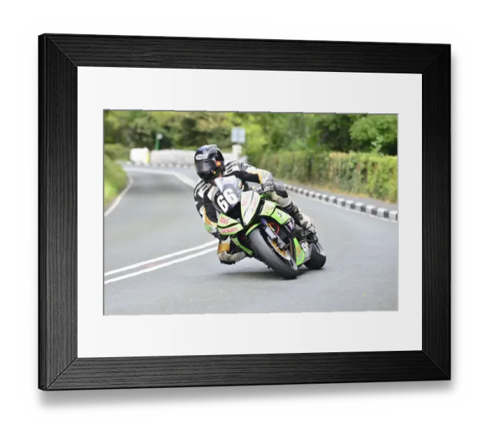 Framed Print : Davey Lambert (Kawasaki) 2014 Junior Manx Grand Prix