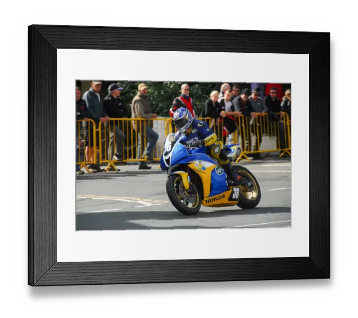 Framed Print : Andy Lovett (Honda) 2014 Junior Manx Grand Prix