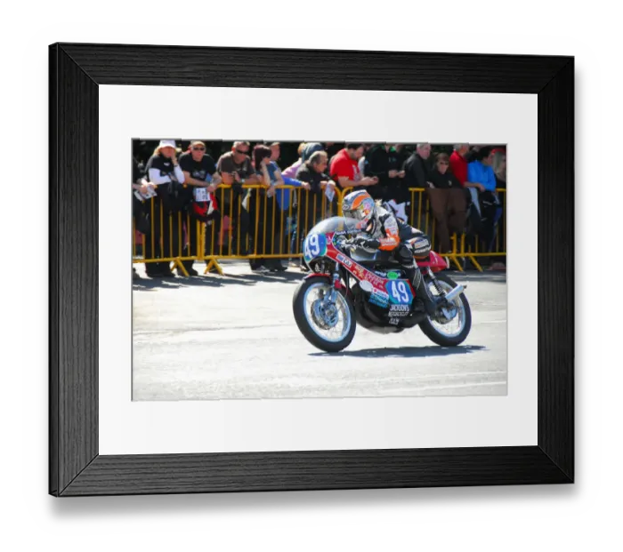 Framed Print : Maria Costello (Suzuki) 2014 350 Classic TT