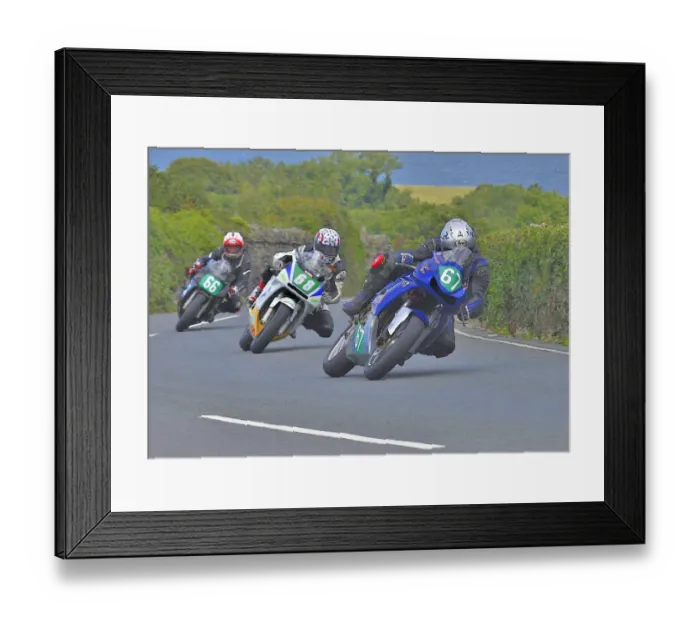 Framed Print : Dave Corlett (Kawasaki), Gavin Lupton (Honda) & Anthony Redmond (Yamaha) 2014 Lightweight Manx Grand Prix Framed Print : Dave Corlett (Kawasaki), Gavin Lupton (Honda) & Anthony Redmond (Yamaha) 2014 Lightweight Manx Grand Prix