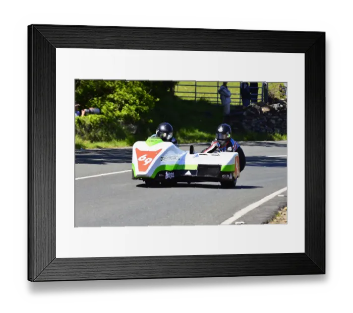 Framed Print : Dan Knight & Stephane Hubert (Suzuki) 2015 Sidecar TT