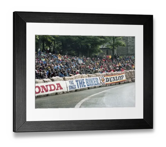 Framed Print : Crowds at Braddan Bridge 1980 Formula One TT Framed Print : Crowds at Braddan Bridge 1980 Formula One TT