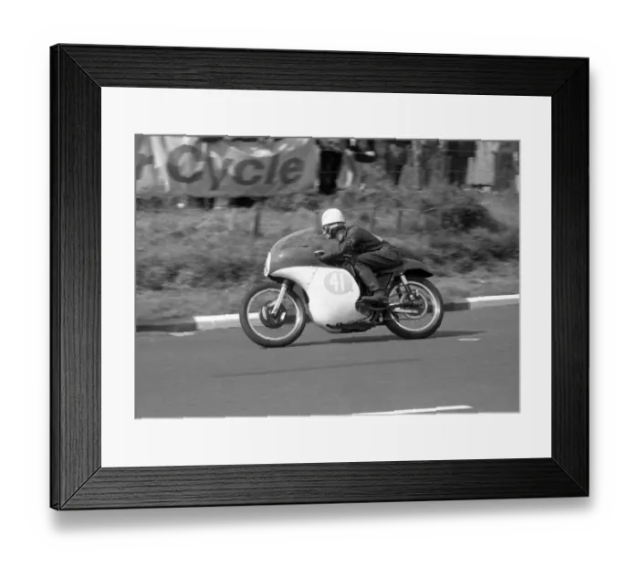 Framed Print : John Honey (AJS) 1963 Junior Manx Grand Prix
