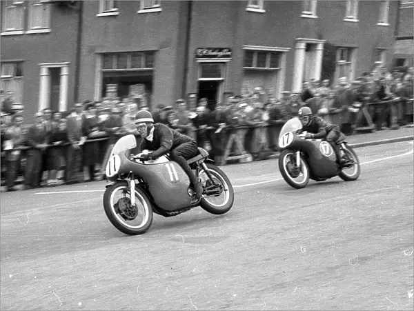 Brian Purslow leads John Anderson (Norton) 1958 Senior TT