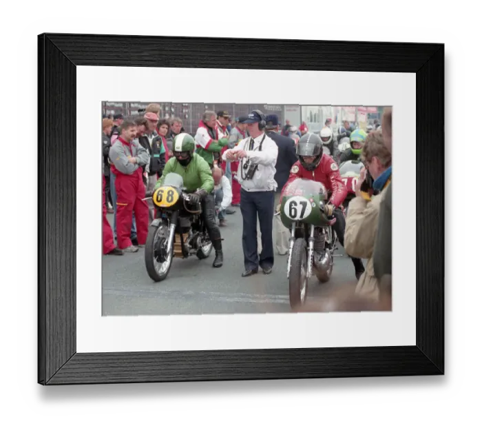 Framed Print : Manfred Oechsle (AJS) & Ray Knight (BSA) 1995 Classic Parade Framed Print : Manfred Oechsle (AJS) & Ray Knight (BSA) 1995 Classic Parade