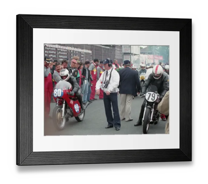 Framed Print : Frank Fox (Honda) & Bob K Dowty (Norton) 1995 Classic Parade