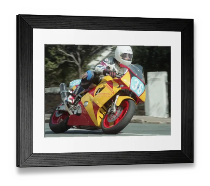 Framed Print : Carl Rennie (Yamaha) 1996 Junior Manx Grand Prix