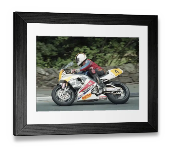 Framed Print : Nigel Nottingham (Yamaha) 1996 Senior Manx Grand Prix