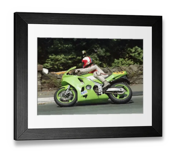 Framed Print : Norman Kneen (Kneenja Kawasaki) 1996 Senior Manx Grand Prix