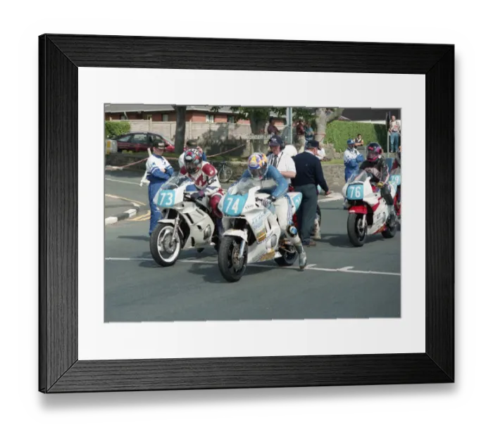Framed Print : Chris Kneen (Yamaha) & Wayne Taylor (Honda) 1996 Junior Manx Grand Prix Framed Print : Chris Kneen (Yamaha) & Wayne Taylor (Honda) 1996 Junior Manx Grand Prix