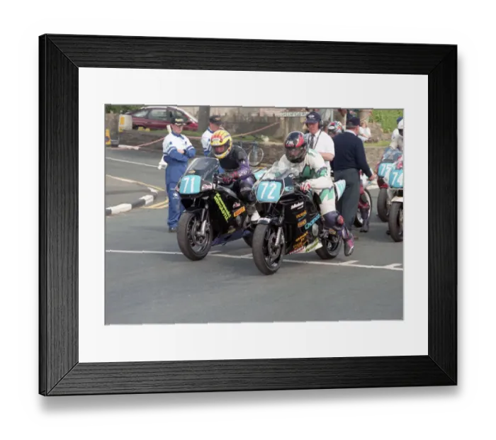 Framed Print : Ian Pattinson (Kawasaki) & Ken Davis (Chaintec Honda) 1996 Junior Manx Grand Prix Framed Print : Ian Pattinson (Kawasaki) & Ken Davis (Chaintec Honda) 1996 Junior Manx Grand Prix