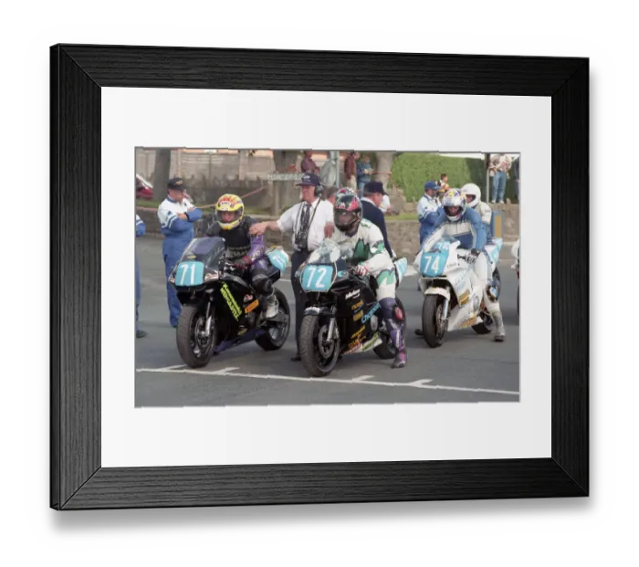 Framed Print : Ian Pattinson (Kawasaki) & Ken Davis (Chaintec Honda) 1996 Junior Manx Grand Prix Framed Print : Ian Pattinson (Kawasaki) & Ken Davis (Chaintec Honda) 1996 Junior Manx Grand Prix