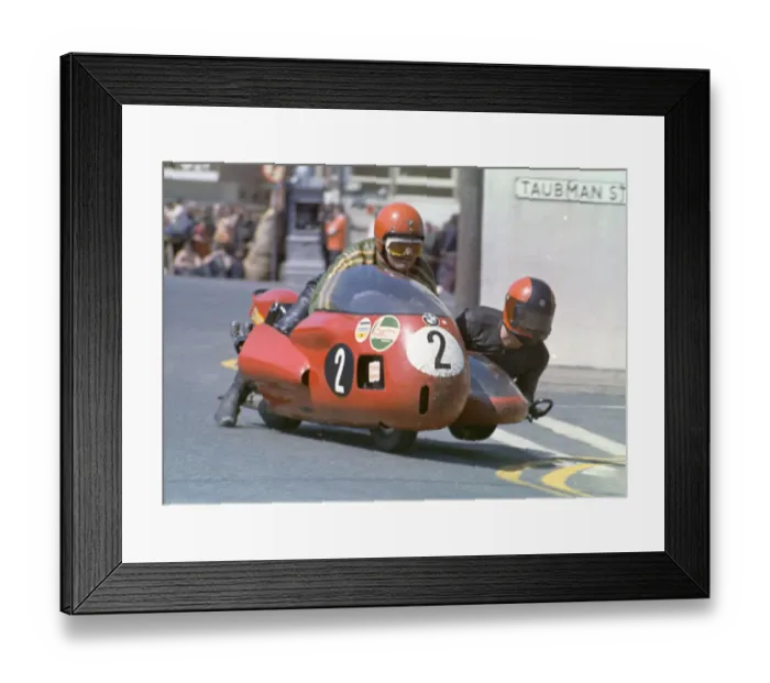 Framed Print : Heinz Luthringhauser & Hermann Hahn (BMW) 1973 500 Sidecar TT