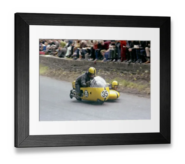 Framed Print : Bill Copson & Harvey Sunderland (BSA) leaves Braddan Bridge: 1965 Sidecar TT Framed Print : Bill Copson & Harvey Sunderland (BSA) leaves Braddan Bridge: 1965 Sidecar TT