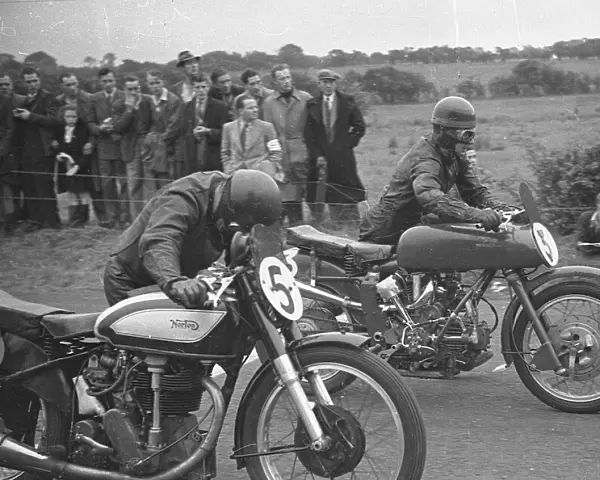 Harold Daniell (Norton) and Bob Foster (Guzzi) 1949 Senior Ulster Grand Prix