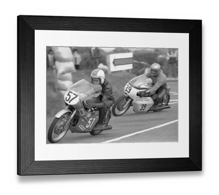 Framed Print : Nev Watts (Honda) and B B Mills (Seeley) 1975 Jurby Road Framed Print : Nev Watts (Honda) and B B Mills (Seeley) 1975 Jurby Road