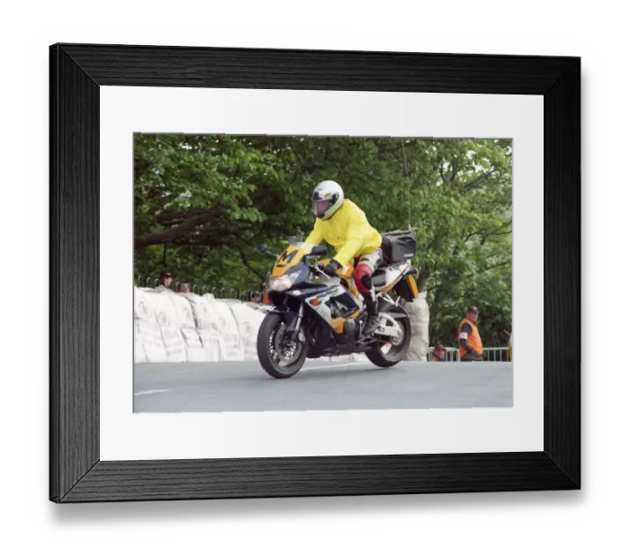 Framed Print : Keith Trubshaw (Honda) Travelling marshal 2000 TT Framed Print : Keith Trubshaw (Honda) Travelling marshal 2000 TT