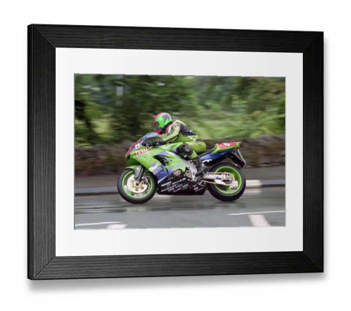 Framed Print : Gordon Blackley (Kawasaki) 2000 Production TT Framed Print : Gordon Blackley (Kawasaki) 2000 Production TT