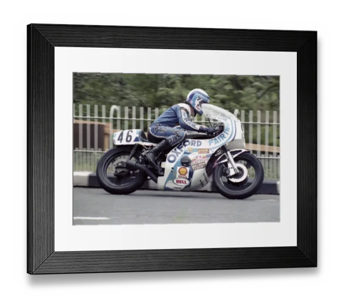 Framed Print : Mick Hunt (Kawasaki) 1980 Classic TT