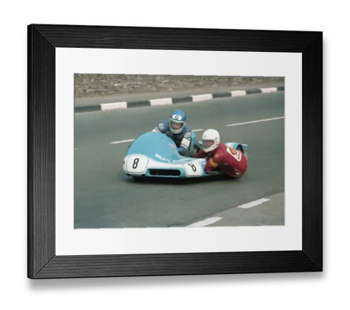 Framed Print : Nigel Rollason & Colin Blair (Barton Phoenix) 1982 Sidecar TT