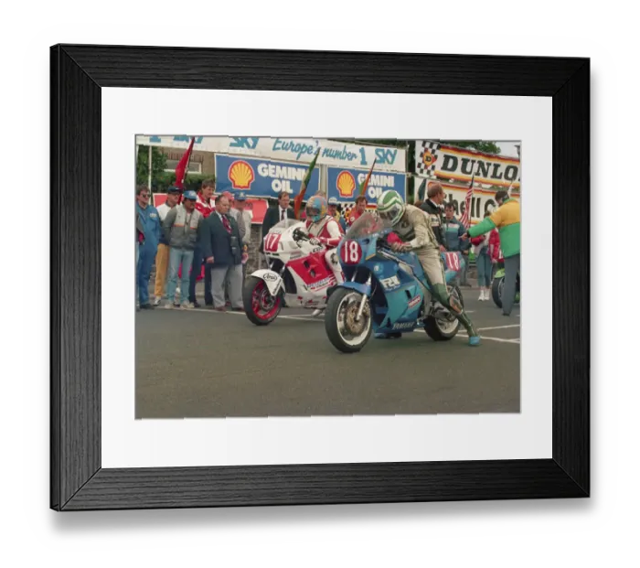 Framed Print : Brian Morrison (Honda) and Alan Batson (Yamaha) 1988 Production A TT Framed Print : Brian Morrison (Honda) and Alan Batson (Yamaha) 1988 Production A TT