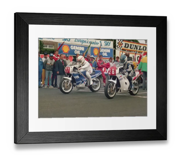 Framed Print : Neil Tuxworth (Yamaha) and Martin Birkinshaw (Yamaha) 1988 Production A TT Framed Print : Neil Tuxworth (Yamaha) and Martin Birkinshaw (Yamaha) 1988 Production A TT
