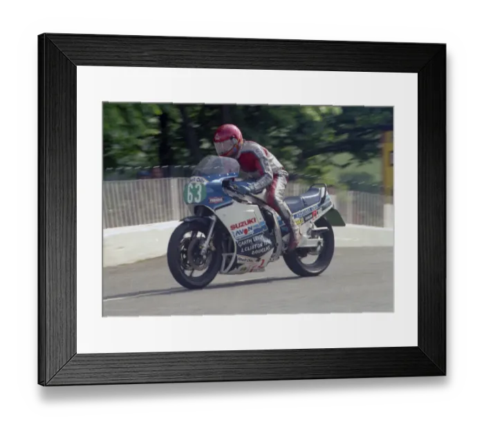 Framed Print : Neil Stothert (Suzuki) 1987 Production B TT