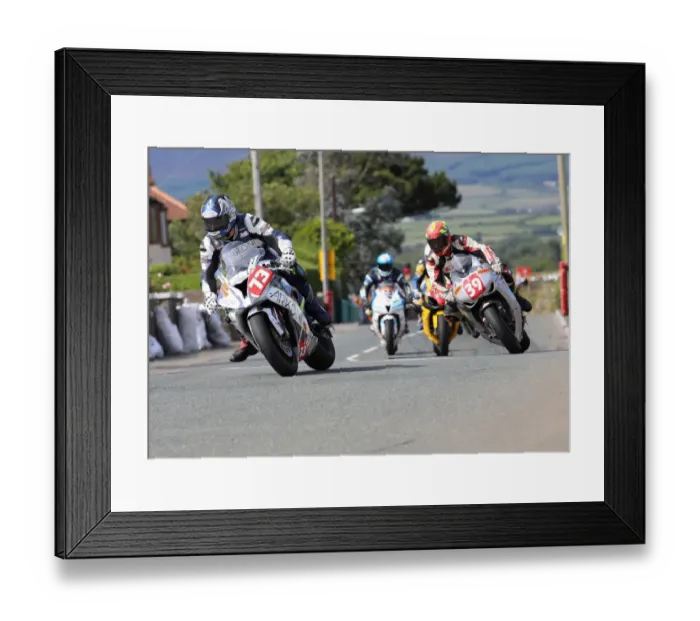 Framed Print : David Brook (BMW) and Alun Brooks (Honda) 2019 Southern 100 Framed Print : David Brook (BMW) and Alun Brooks (Honda) 2019 Southern 100