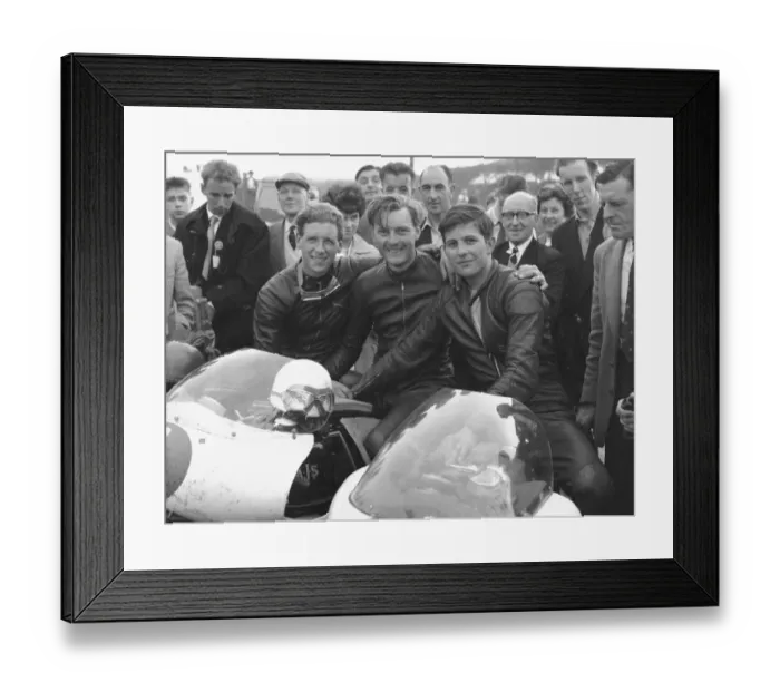 Framed Print : Alan Shepherd, Ron Langston and Phil Read 1961 350 Southern 100 Framed Print : Alan Shepherd, Ron Langston and Phil Read 1961 350 Southern 100