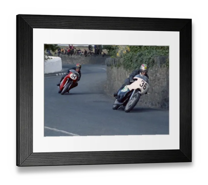 Framed Print : Malcolm Cox (Kawasaki) and Cyril Luton (Ducati) 1969 Southern 100