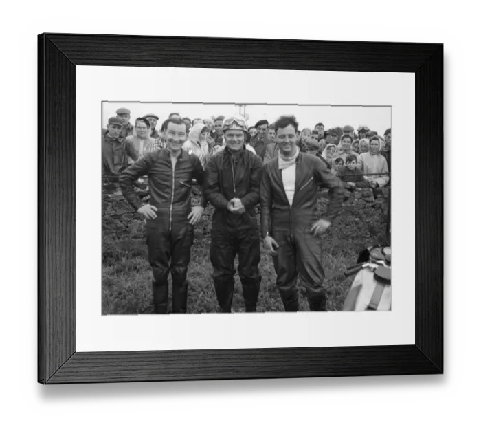 Framed Print : George Costain, Bob McIntyre and Bill Smith 1959 Southern 100 Framed Print : George Costain, Bob McIntyre and Bill Smith 1959 Southern 100