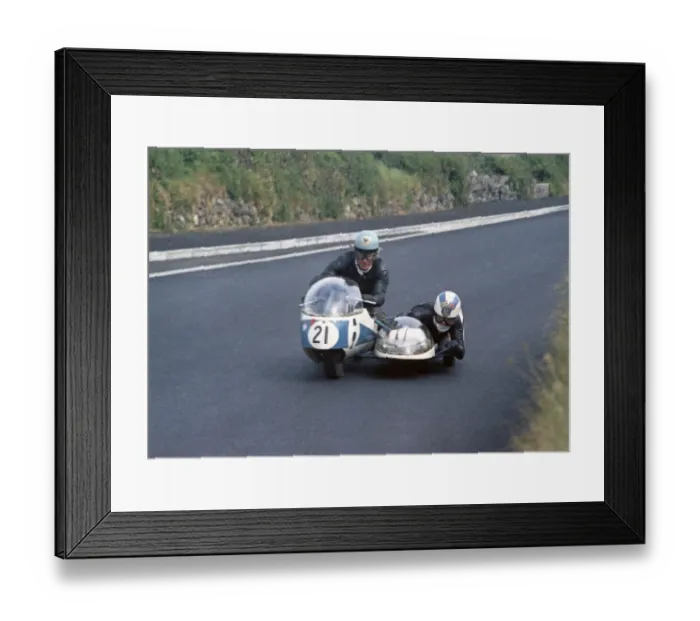 Framed Print : D Turner & ? (Triumph) 1969 Southern 100