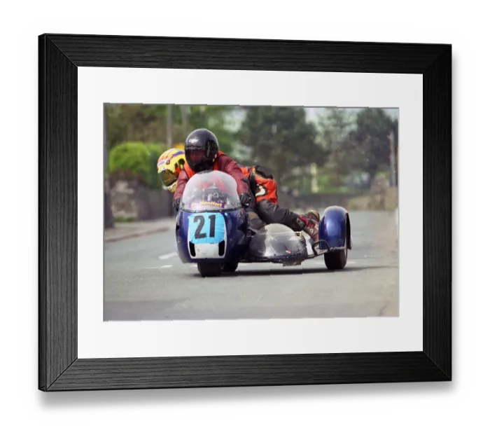 Framed Print : Steve Harpham & ? (BSA) 2002 Pre TT Classic Framed Print : Steve Harpham & ? (BSA) 2002 Pre TT Classic
