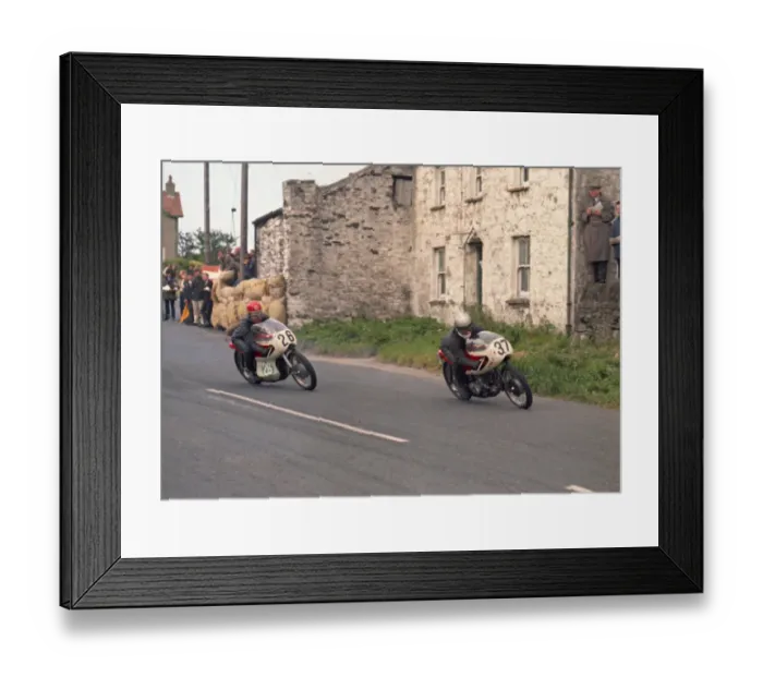Framed Print : John Teare (Royal Enfield) and J McCullum (Royal Enfield) 1969 Southern 100
