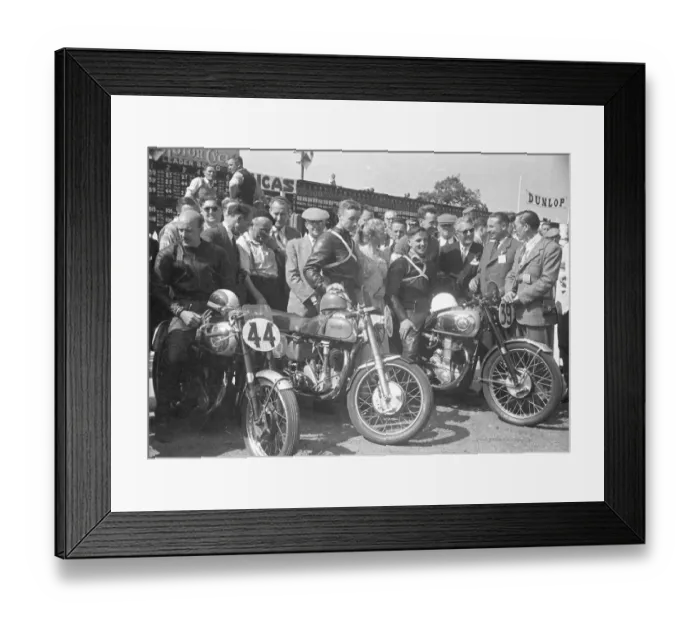 Framed Print : Owen Greenwood (BSA) Jack Bottomley (Norton) Derek Powell (BSA) 1953 Junior Clubman TT Framed Print : Owen Greenwood (BSA) Jack Bottomley (Norton) Derek Powell (BSA) 1953 Junior Clubman TT