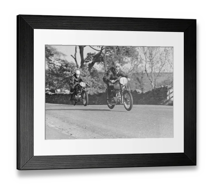 Framed Print : Angus Martin (Triumph) and A C R Collins (Matchless) 1951 Senior Clubman TT Framed Print : Angus Martin (Triumph) and A C R Collins (Matchless) 1951 Senior Clubman TT