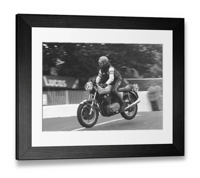 Framed Print : Lance Weil (Laverda) 1977 Formula One TT practice Framed Print : Lance Weil (Laverda) 1977 Formula One TT practice