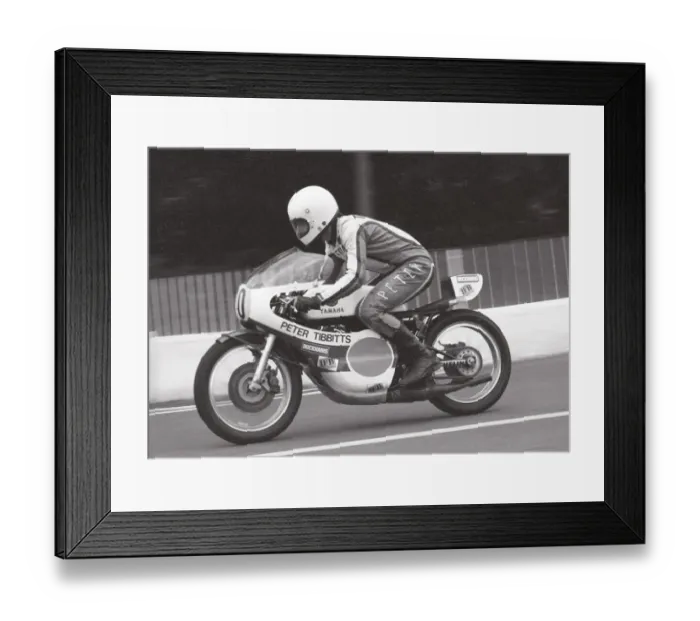 Framed Print : Peter Tibbitts (Yamaha) 1977 Senior TT practice