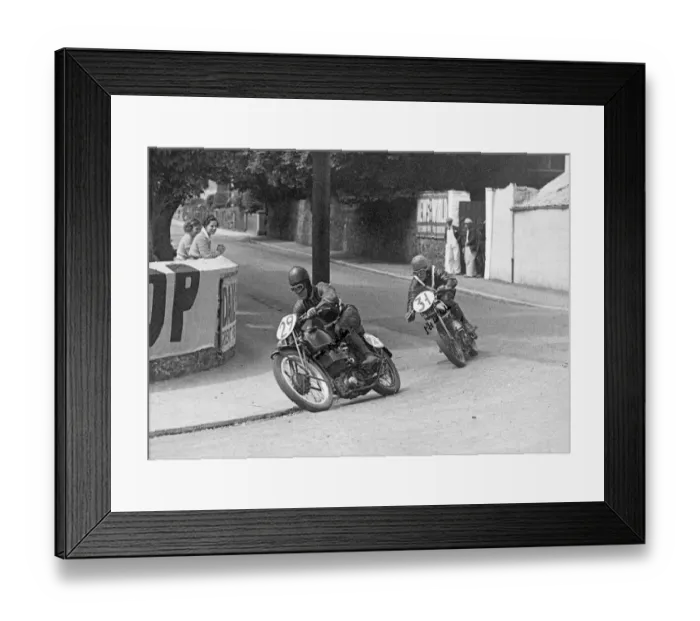 Framed Print : Ted Mellors (Velocette) and J H Crasher White (Norton) 1937 Junior TT Framed Print : Ted Mellors (Velocette) and J H Crasher White (Norton) 1937 Junior TT