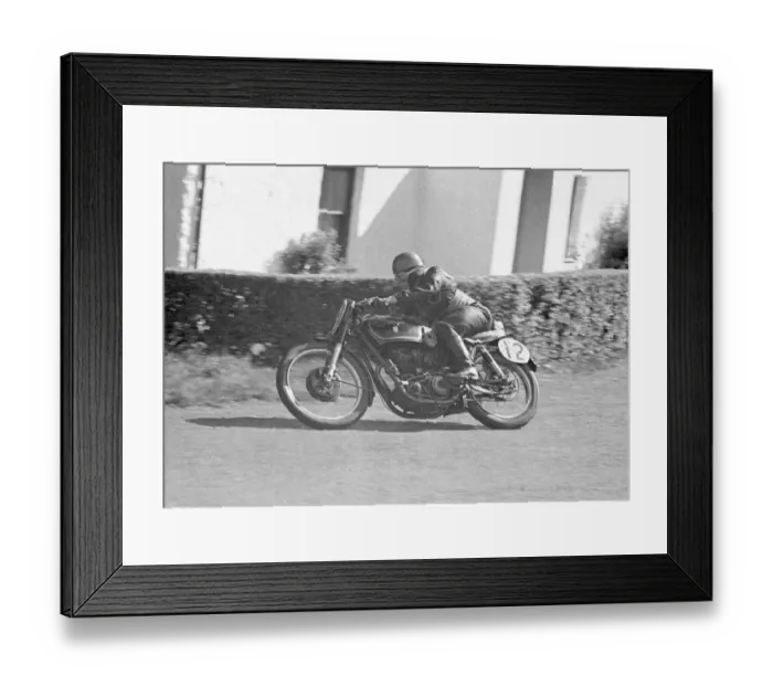 Framed Print : P Moss (AJS) 1951 Senior Manx Grand Prix Framed Print : P Moss (AJS) 1951 Senior Manx Grand Prix