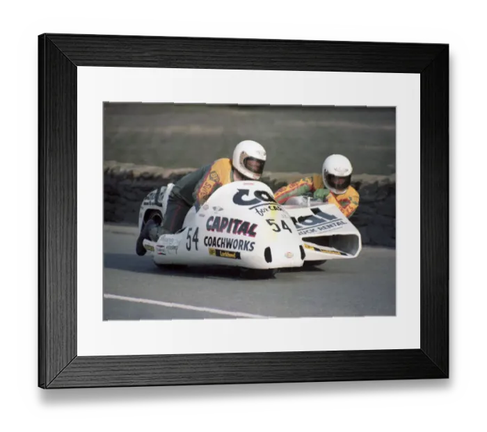 Framed Print : Alan May & Micky Gray (Capital Yamaha) 1983 Sidecar TT