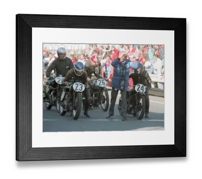 Framed Print : Mervyn Stratford (Rudge) and Robert Rushton (Rudge) 1990 TT Parade Lap