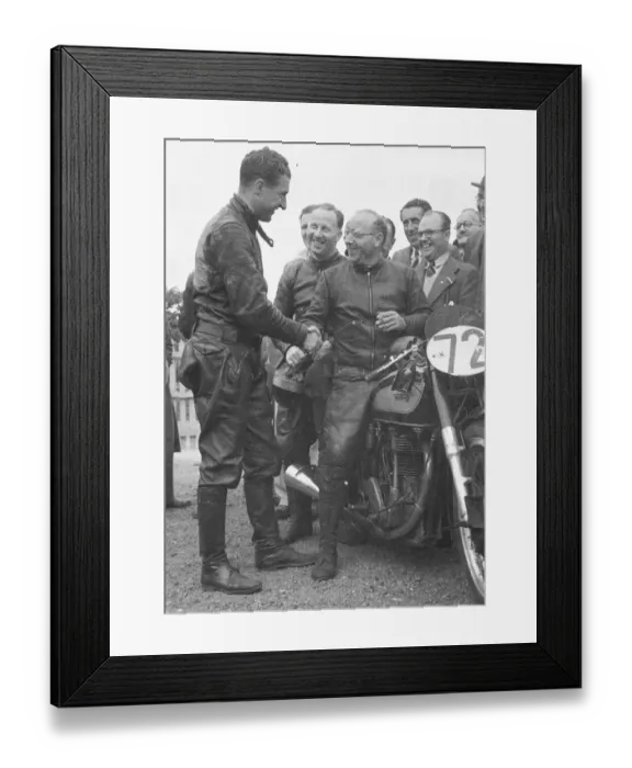 Framed Print : Artie Bell; Ken Bills; Harold Daniell; Steve Lancefield; Norton; 1947 Senior TT Framed Print : Artie Bell; Ken Bills; Harold Daniell; Steve Lancefield; Norton; 1947 Senior TT
