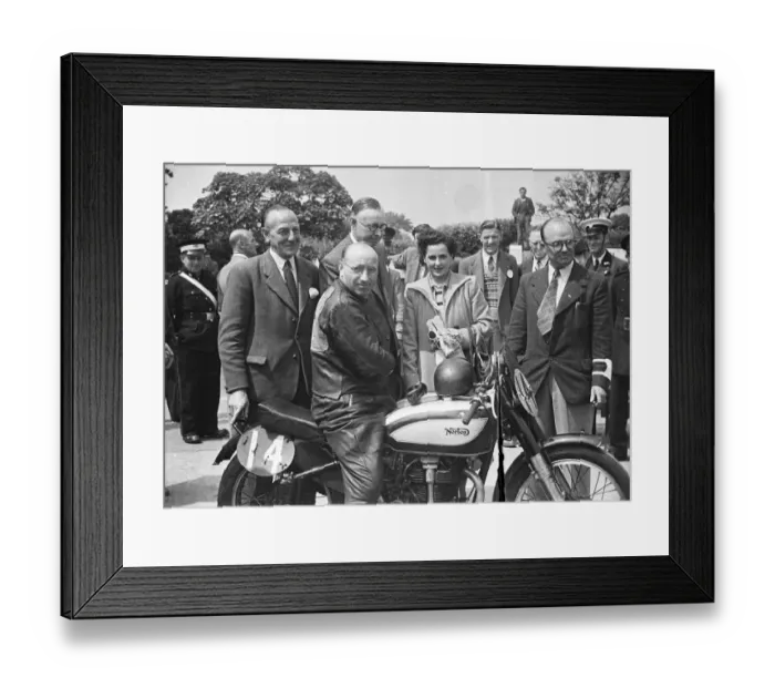 Framed Print : Joe Craig; Harold Daniell; Gilbert Smith: Steve Lancefield; Norton; 1949 Senior TT