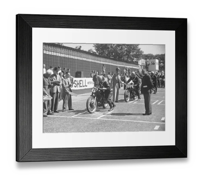 Framed Print : John Dale (AJS) and Arnold Jones (Norton) 1950 Junior TT Framed Print : John Dale (AJS) and Arnold Jones (Norton) 1950 Junior TT