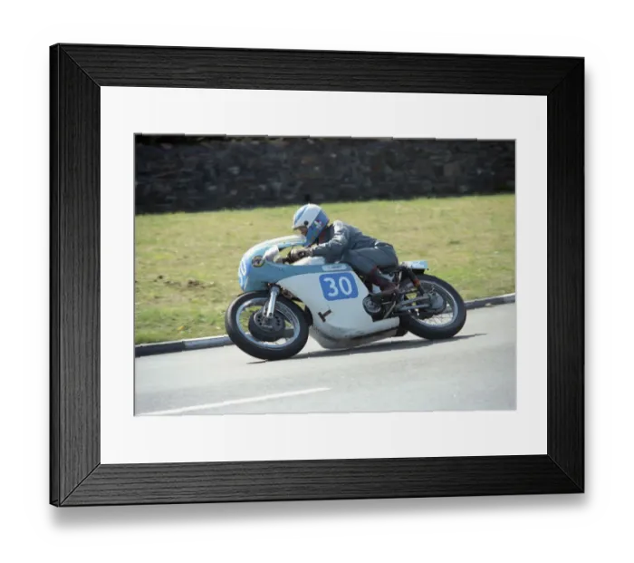 Framed Print : Dave Storry (AJS) 1990 Junior Classic Manx Grand Prix