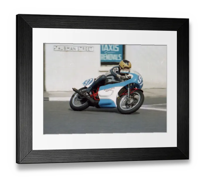 Framed Print : Decca Kelly (Yamaha) 1983 Junior Manx Grand Prix Framed Print : Decca Kelly (Yamaha) 1983 Junior Manx Grand Prix