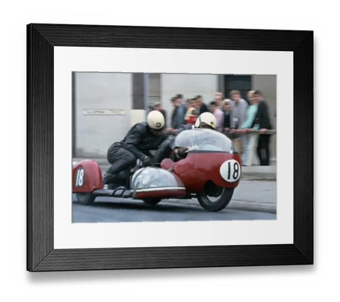 Framed Print : Harold Wohlfahrt & R Schwips (BMW) 1966 Sidecar TT